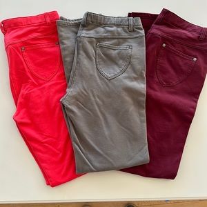 3 pairs Hanna Anderson girls pants 160/14-16, pockets, zipper, adjustable waist